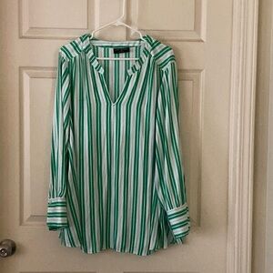 Lane Bryant Emerald and White Striped Blouse